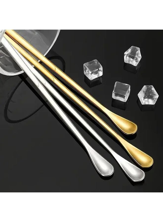 Golden 3pcs Long Handle Cocktail Stirring Spoons 304 Stainless Steel 8 9 Inches - Image 2